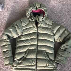 UA down filled coat Cold gear infrared technology.